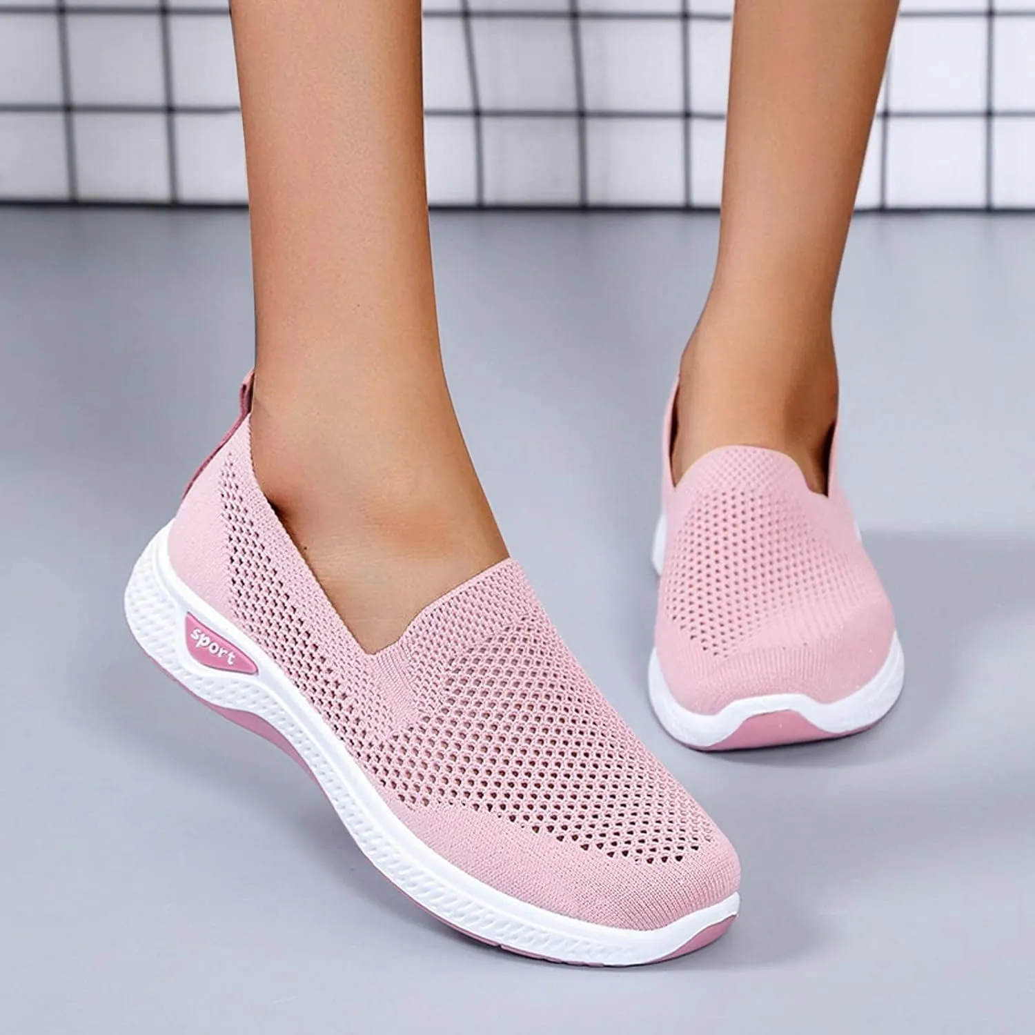 Cathalem Orthopedic Shoes for Women Woven Orthopedic Breathable Shoes Slip On Arch Support Walking Shoes Casual Running Shoes