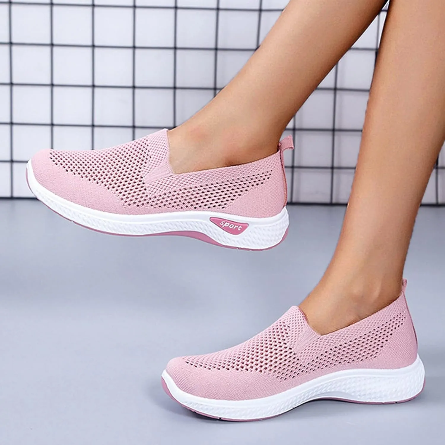 Cathalem Orthopedic Shoes for Women Woven Orthopedic Breathable Shoes Slip On Arch Support Walking Shoes Casual Running Shoes