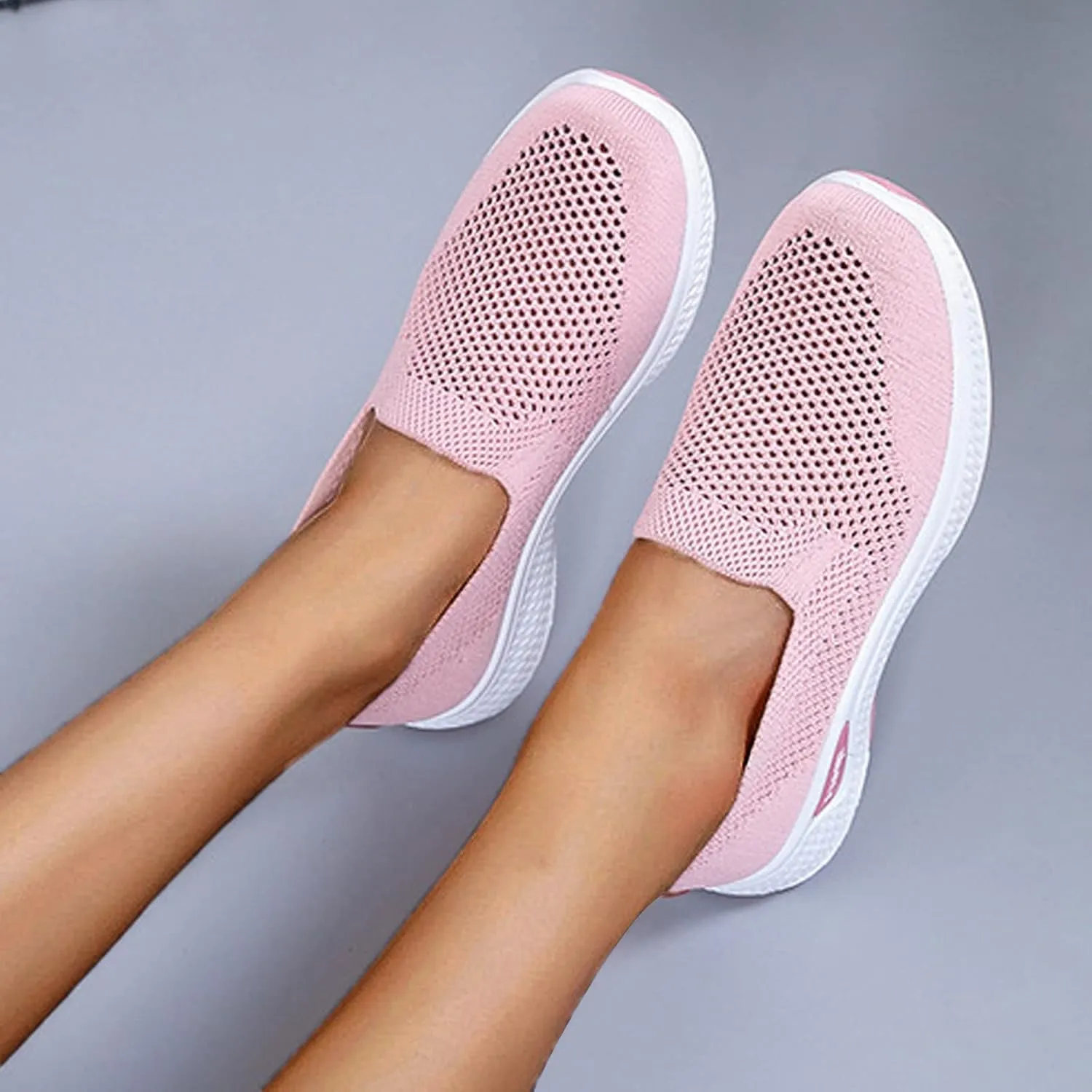 Cathalem Orthopedic Shoes for Women Woven Orthopedic Breathable Shoes Slip On Arch Support Walking Shoes Casual Running Shoes