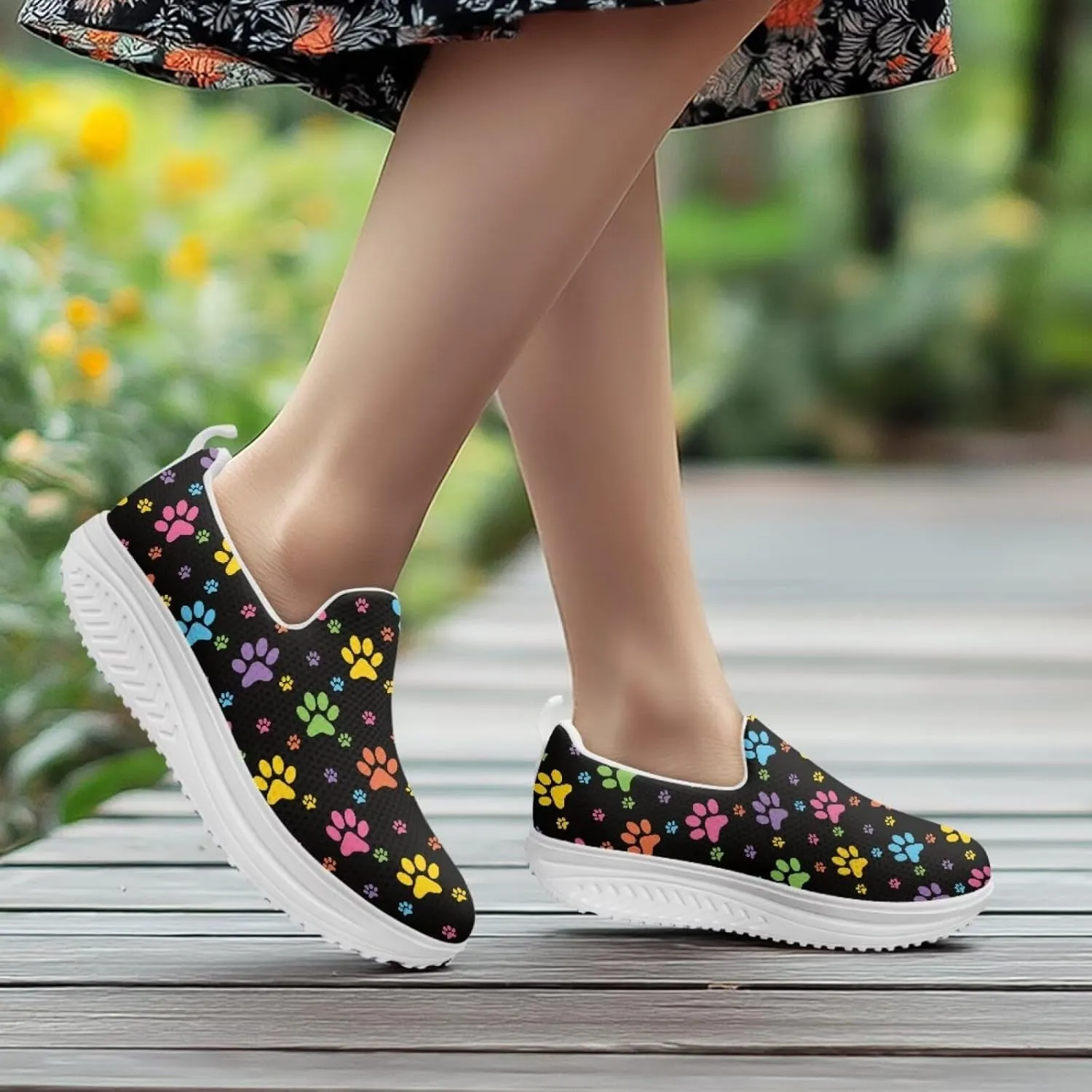 Forchrinse Womens Platform Shoes Casual Wedges Shoes Fashion Low Top Walking Sneakers Comfortable Slip on Platform Shoe