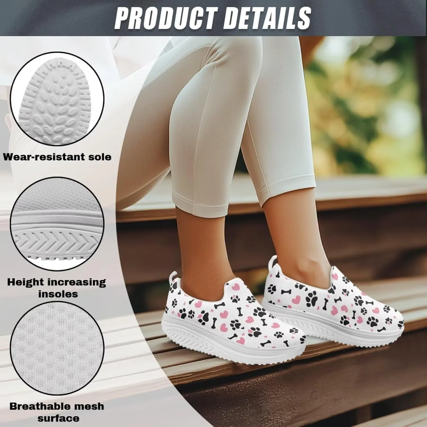 Forchrinse Womens Platform Shoes Casual Wedges Shoes Fashion Low Top Walking Sneakers Comfortable Slip on Platform Shoe