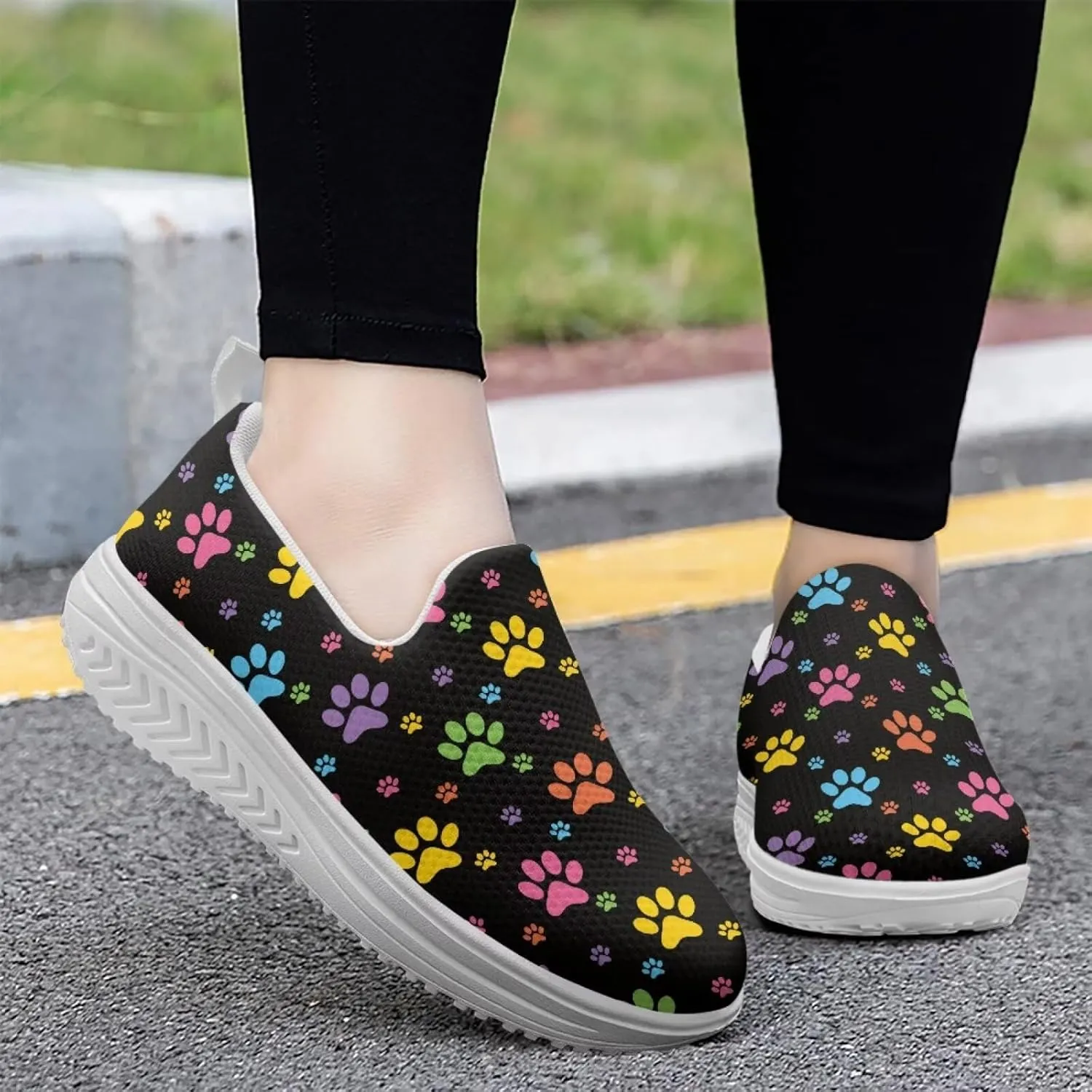 Forchrinse Womens Platform Shoes Casual Wedges Shoes Fashion Low Top Walking Sneakers Comfortable Slip on Platform Shoe