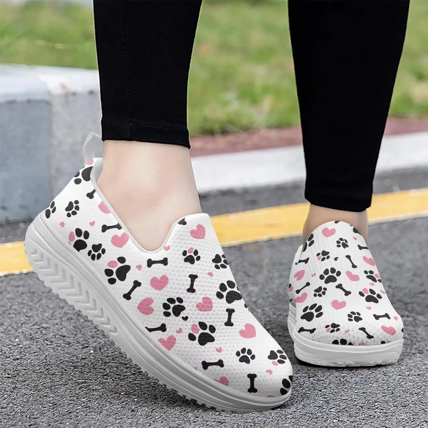 Forchrinse Womens Platform Shoes Casual Wedges Shoes Fashion Low Top Walking Sneakers Comfortable Slip on Platform Shoe