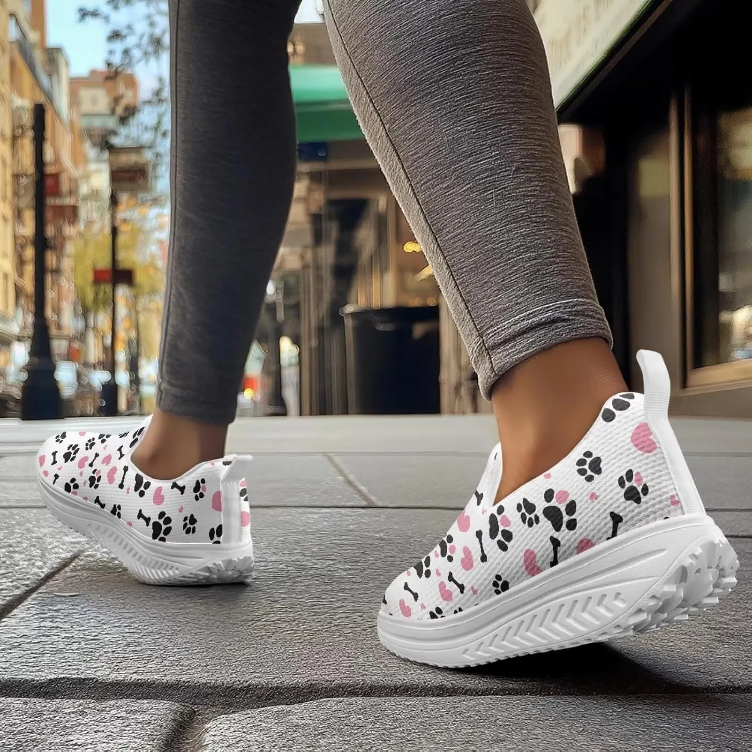 Forchrinse Womens Platform Shoes Casual Wedges Shoes Fashion Low Top Walking Sneakers Comfortable Slip on Platform Shoe