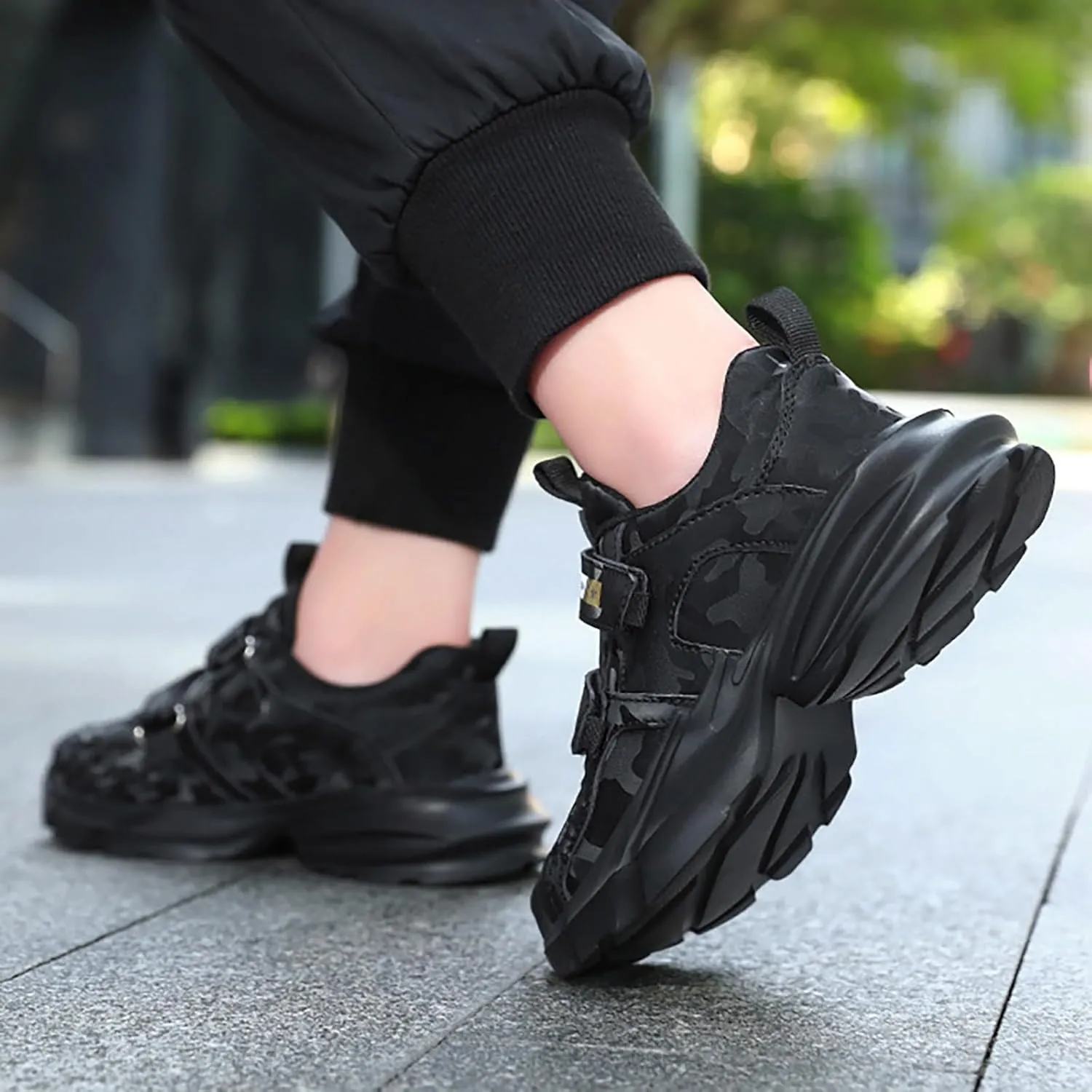 Kids Boys & Girls Athletic Sneakers Chunky Cushion Heel Running & Hiking Lace-Up Lightweight Shoes for Little Kid