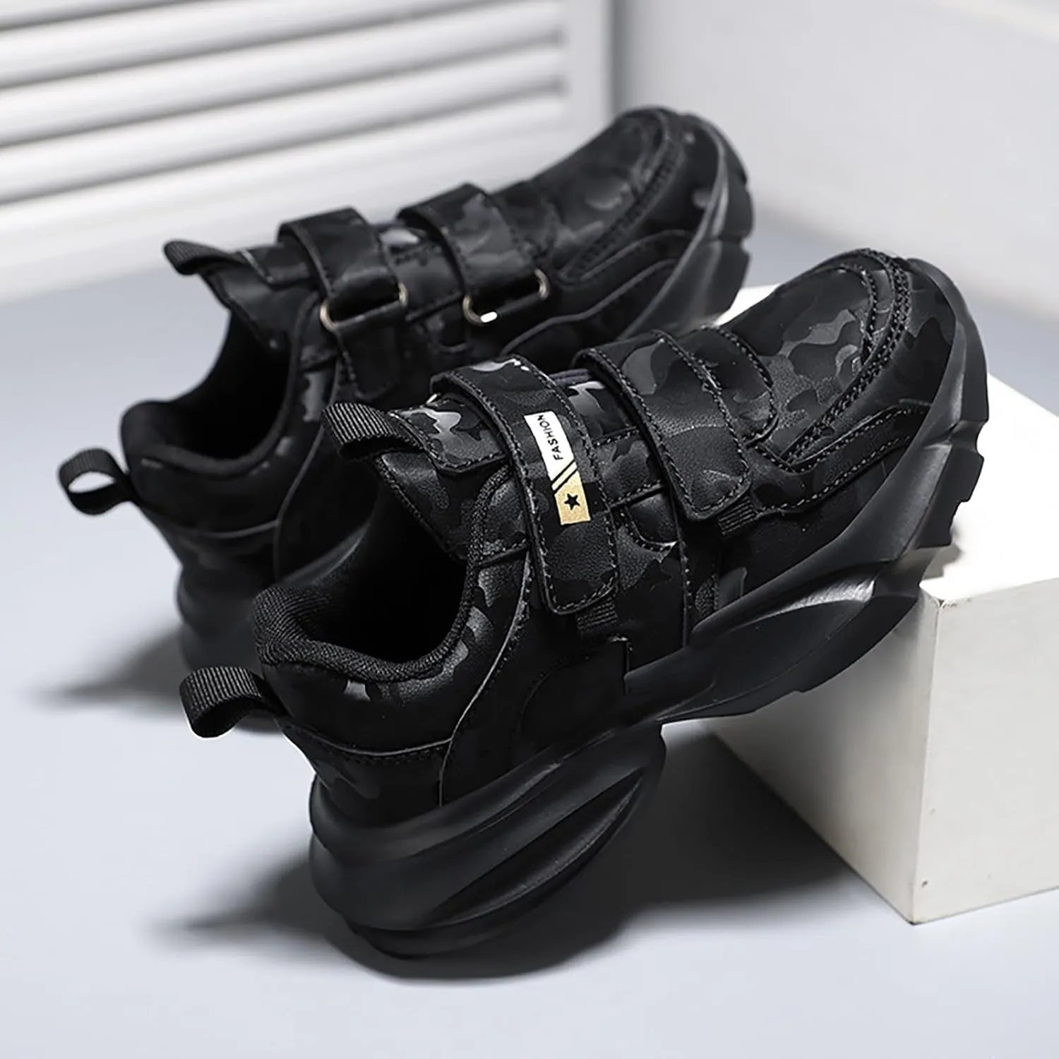 Kids Boys & Girls Athletic Sneakers Chunky Cushion Heel Running & Hiking Lace-Up Lightweight Shoes for Little Kid