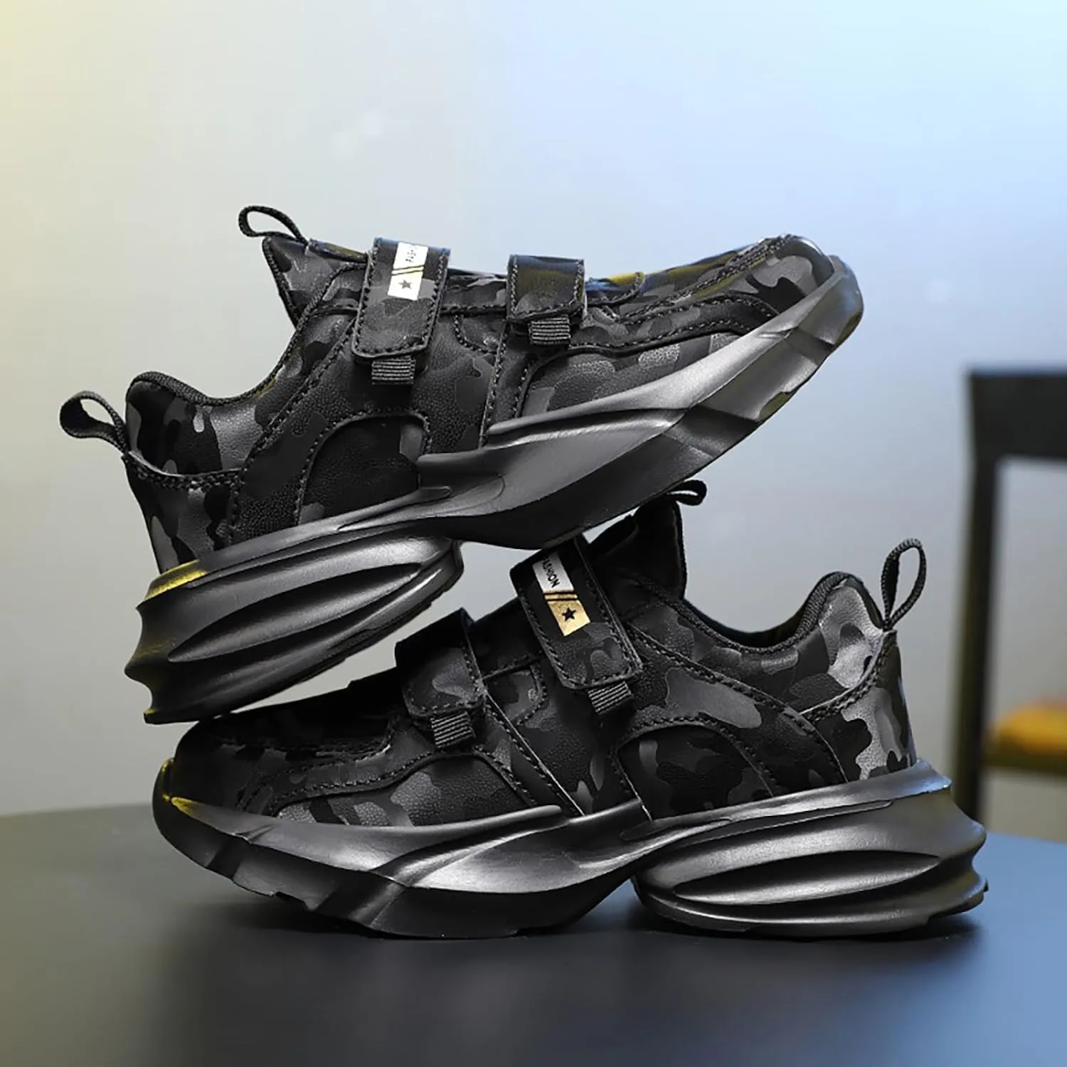 Kids Boys & Girls Athletic Sneakers Chunky Cushion Heel Running & Hiking Lace-Up Lightweight Shoes for Little Kid