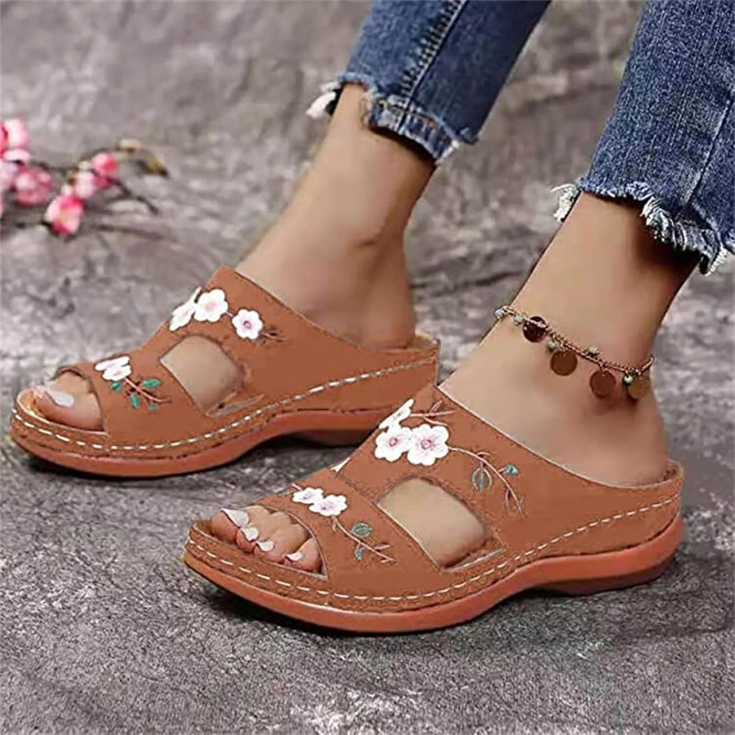 Ladmiple Womens Sandals Dressy Casual Comfortable Fashion Orthotic Slides Athletic Slip On Orthopedic Flip Flops Slippers