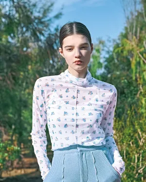 POPPY flower see-through tops (High neck)