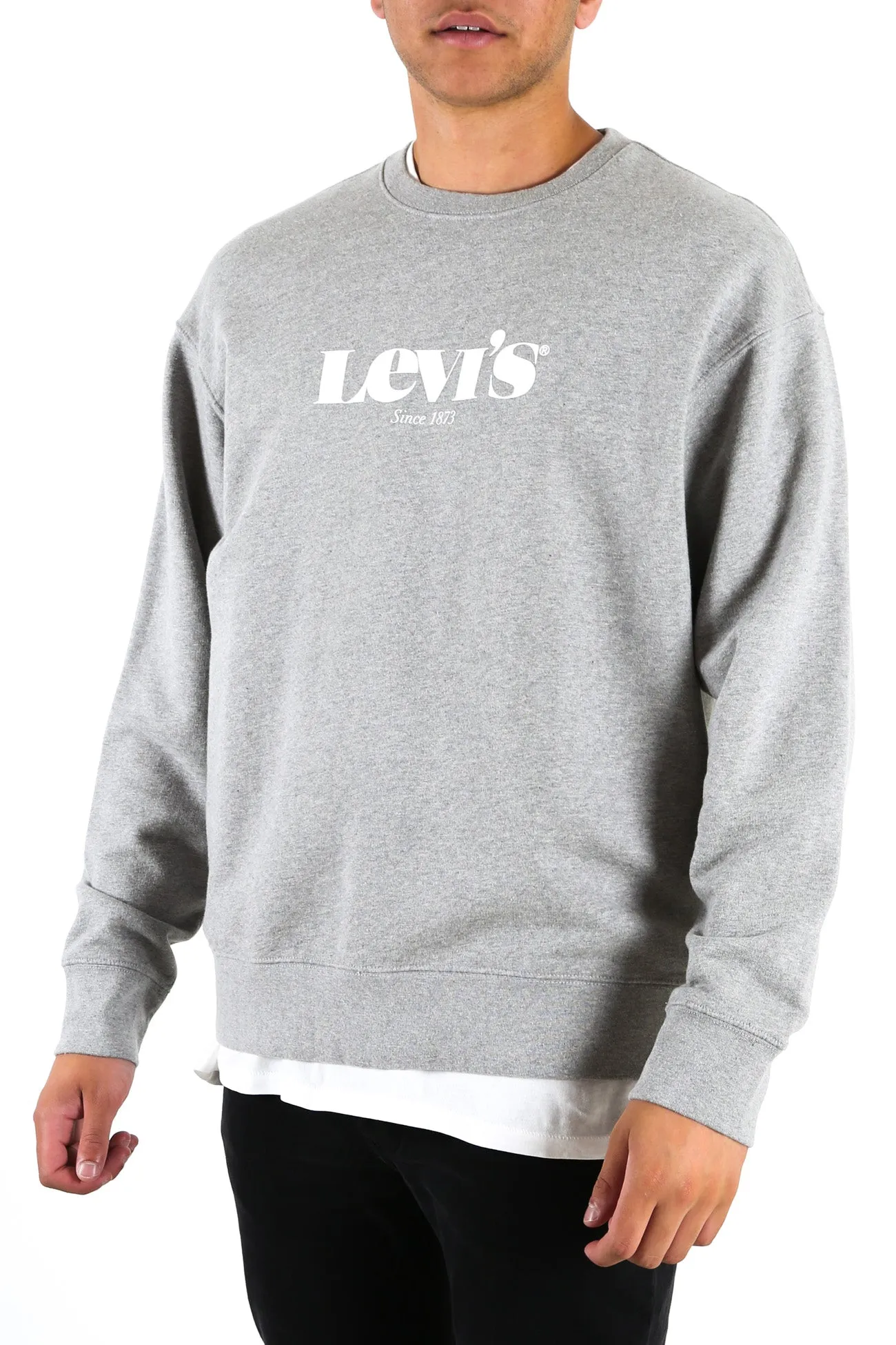 Relaxed Graphic Crew Neck Sweatshirt Grey Marle
