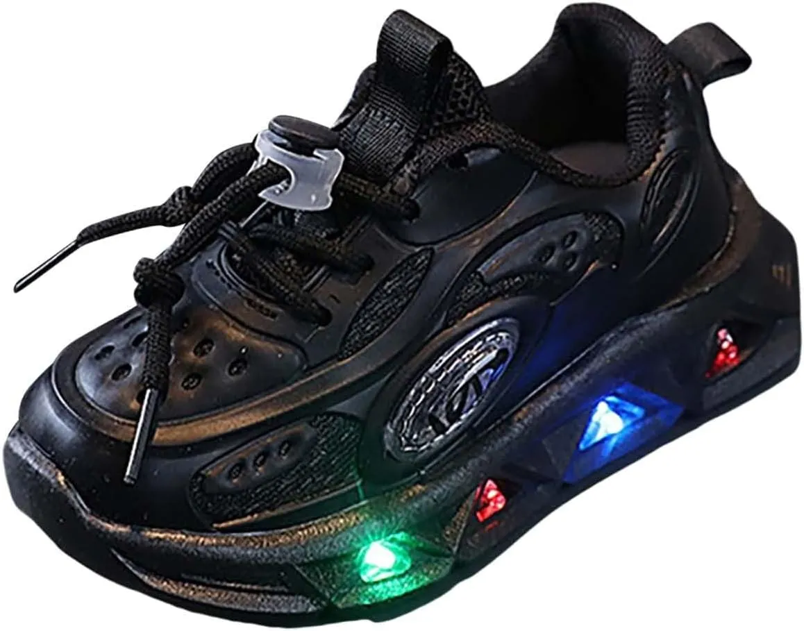 Toddler Baby Fashion LED Light Shoes Kids Boys Girls Non Slip Breathable Wide Mesh Sneakers Flashing Sports Shoes