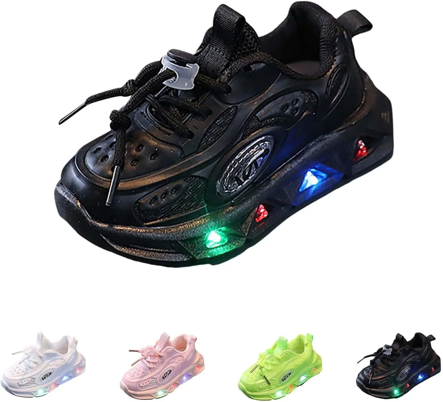 Toddler Baby Fashion LED Light Shoes Kids Boys Girls Non Slip Breathable Wide Mesh Sneakers Flashing Sports Shoes