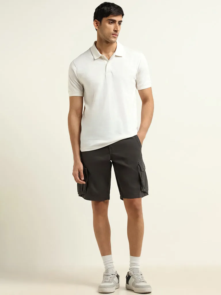 WES Casuals Black Relaxed Fit Cargo Shorts